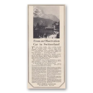 1926 Swiss Federal Railroads Print Ad | Observation Car