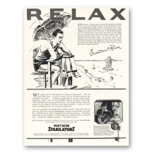 1926 Watson Stabilators Print Ad | Johnny Weismuller