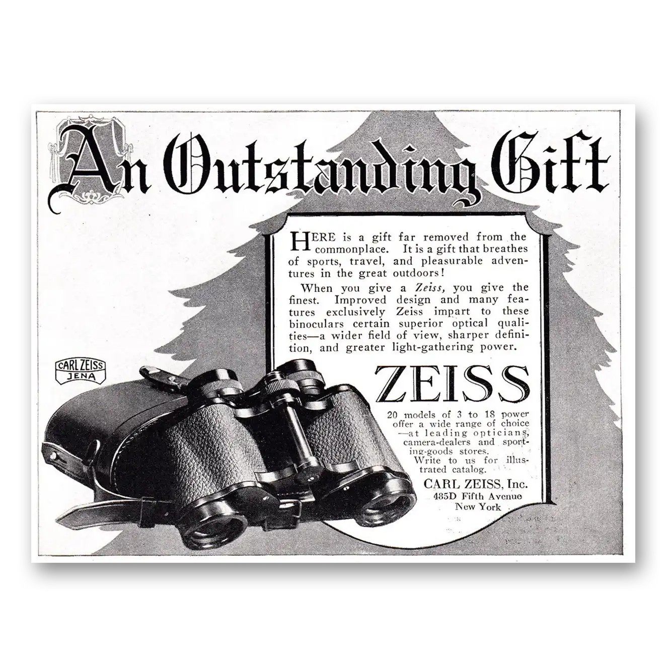 1926 Zeiss Binoculars Print Ad | Outstanding Gift