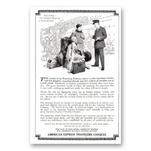 1927 American Express Travelers Cheques Print Ad | Helpful Hand