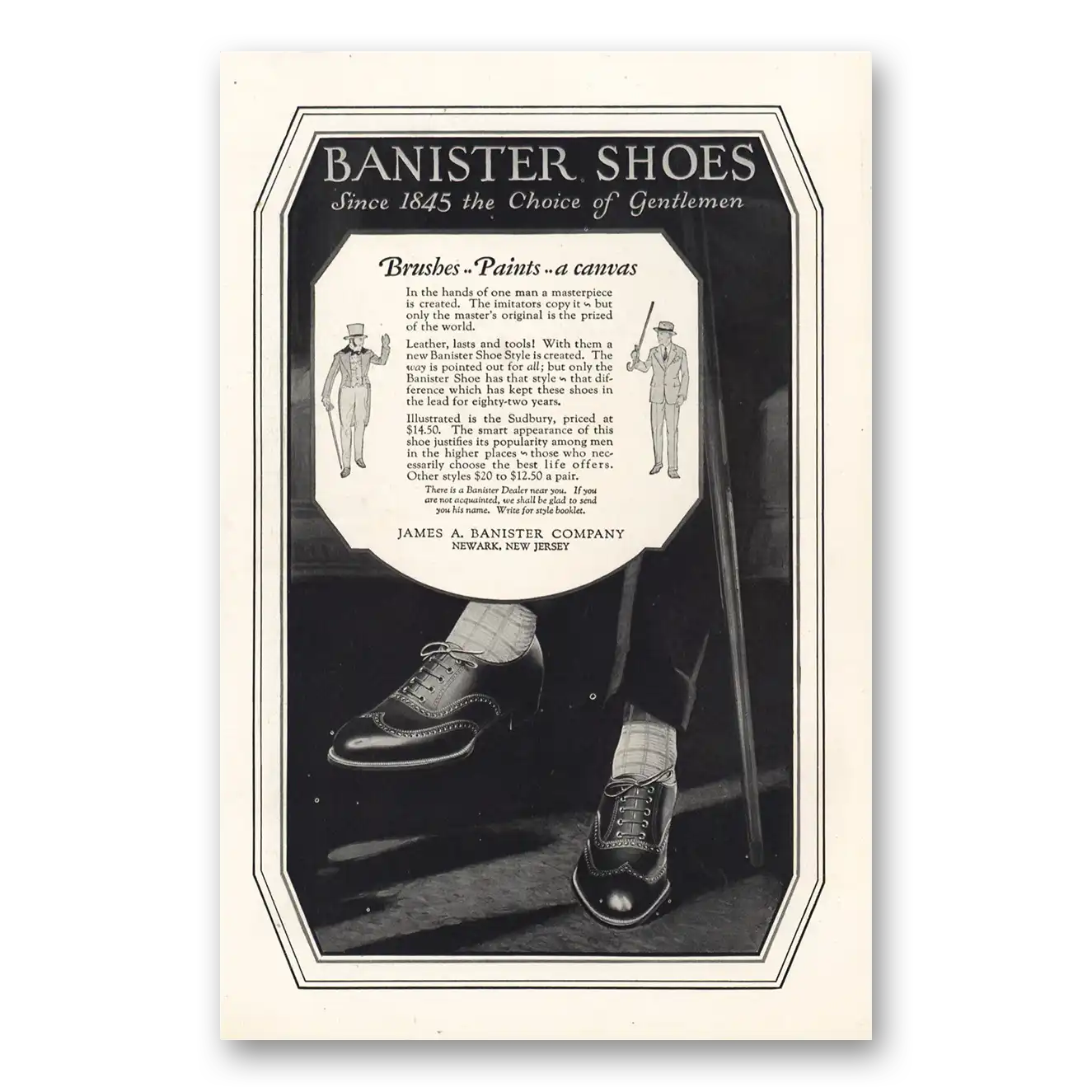 1927 Banister Shoes Print Ad | Brushes Paints