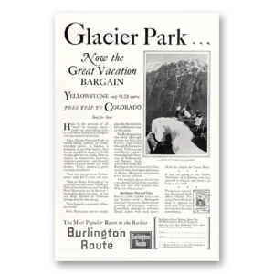 1927 Burlington Route Print Ad | Glacier Park