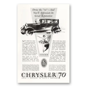 1927 Chrysler 70 Print Ad | Great Reputation