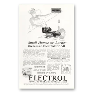 1927 Electrol Oil Burner Print Ad | Small Homes