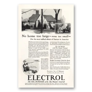 1927 Electrol Oil Burner Print Ad | Too Large