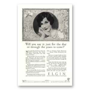 1927 Elgin Watch Print Ad | Just For Day