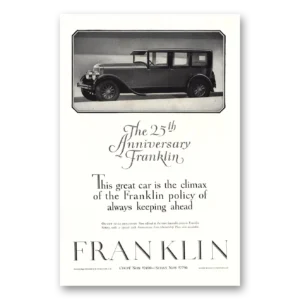 1927 Franklin Automobile Print Ad | 25th Anniversary