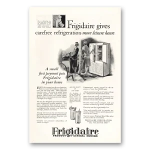 1927 Frigidaire Refrigerator Print Ad | Carefree
