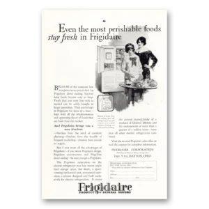 1927 Frigidaire Refrigerator Print Ad | Perishable Foods