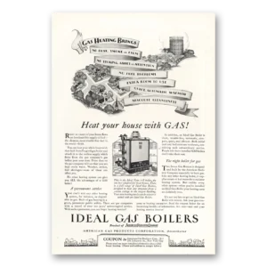 1927 Ideal Gas Boilers Print Ad | No Dust