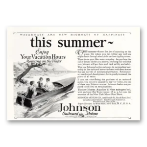 1927 Johnson Outboard Motors Print Ad | Vacation Hours