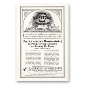 1927 Keystone Copper Steel Print Ad | Tin Plates