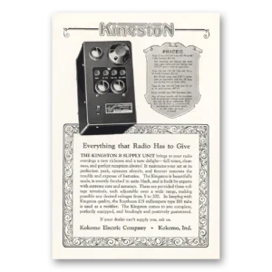 1927 Kingston B Current Supply Unit Print Ad | Everything That Radio
