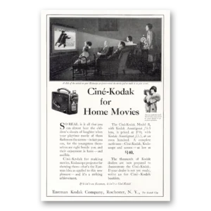 1927 Cine Kodak B Camera Print Ad | Home Movies