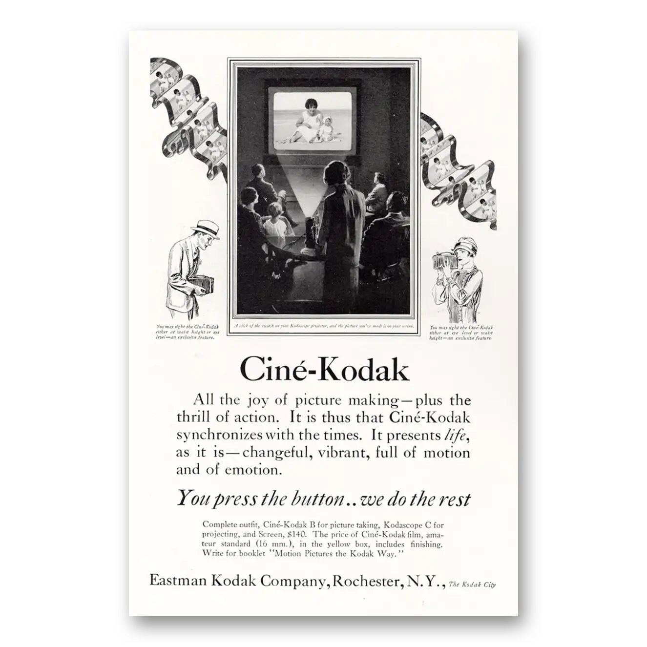 1927 Cine Kodak B Camera Print Ad | Picture Making