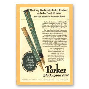 1927 Parker Duofold Pen Print Ad | Black Tipped
