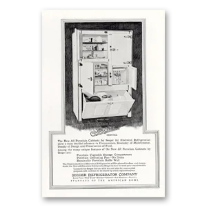 1927 Seeger Refrigerator Print Ad | Porcelain Cabinets
