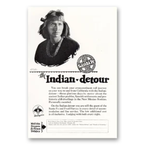 1927 Santa Fe Railway Print Ad | Indian Detour
