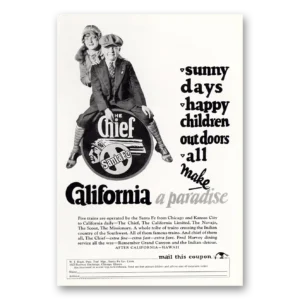 1927 Santa Fe Railway Print Ad | Happy Children