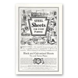 1927 American Sheet and Tin Plate Print Ad | Steel Sheets