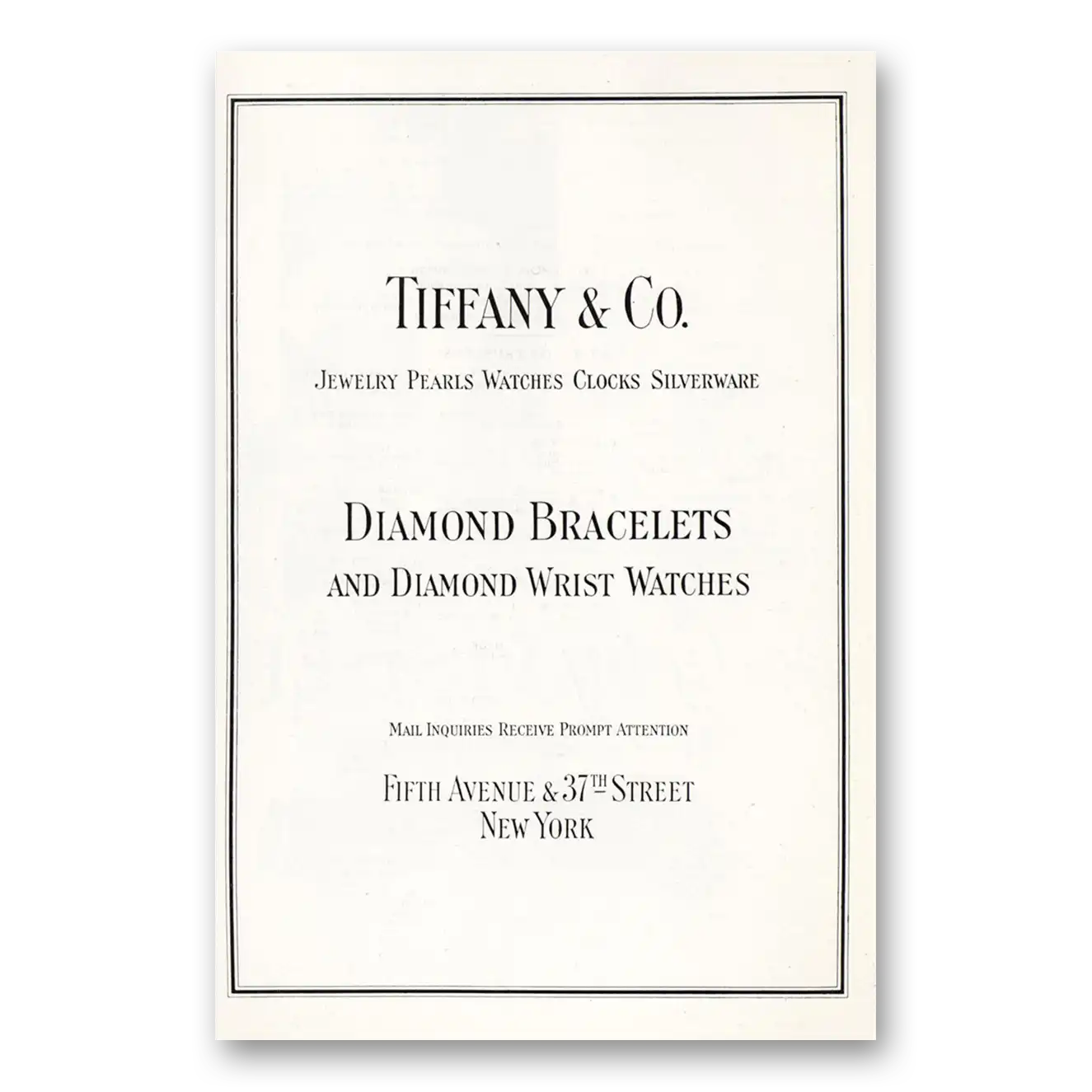 1927 Tiffany & Co Print Ad | Diamond Bracelets