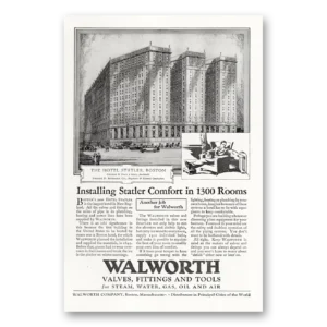 1927 Walworth Valves Fittings and Tools Print Ad | Hotel Statler