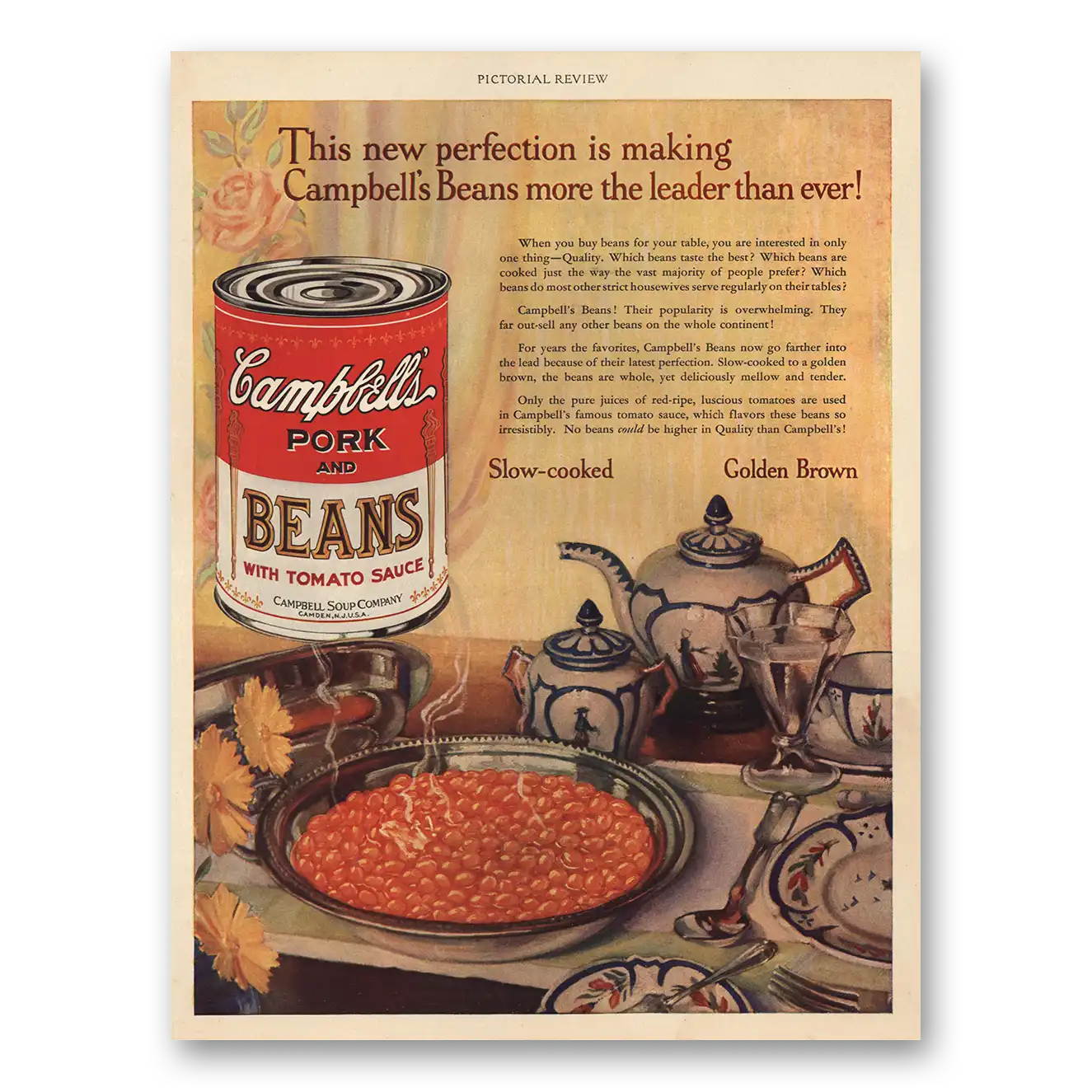 1928 Campbells Pork and Beans Print Ad | Perfection