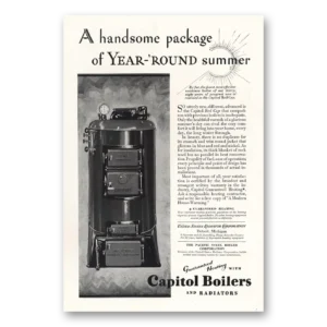 1928 Capitol Boilers Print Ad | Handsome Package