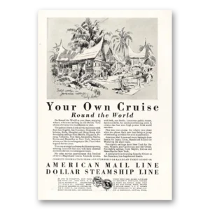 1928 Dollar Steamship Lines Print Ad | Batik Worker