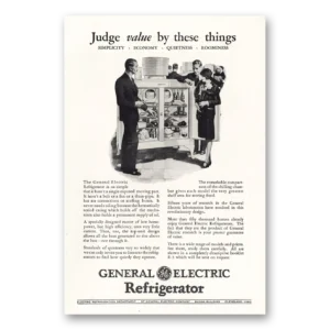 1928 General Electric Refrigerator Print Ad | Ge Judge Value
