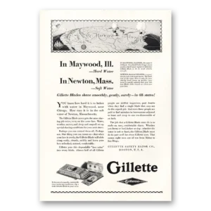 1928 Gillette Razor Print Ad | Maywood Illinois
