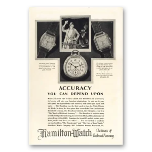 1928 Hamilton Watch Print Ad | Depend Upon