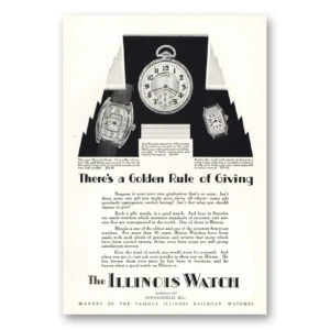 1928 Illinois Watch Print Ad | Golden Rule