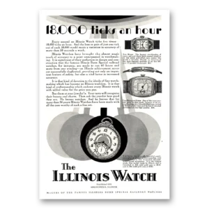 1928 Illinois Watch Print Ad | Ticks Hour