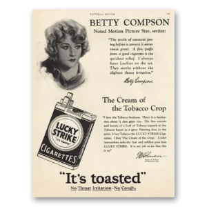 1928 Lucky Strike Cigarettes Print Ad | Betty Compson Star