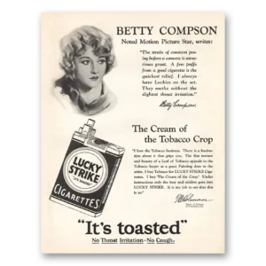 1928 Lucky Strike Cigarettes Print Ad | Betty Compson