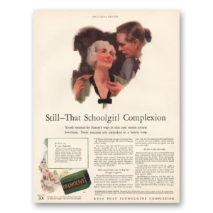 1928 Palmolive Soap Print Ad | Schoolgirl Complexion
