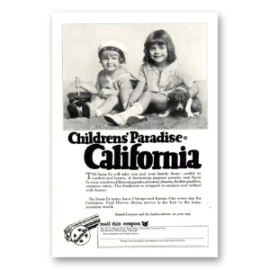 1928 Santa Fe Railway Print Ad | Childrens Paradise