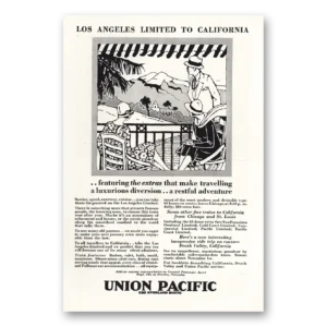 1928 Union Pacific Railroad Print Ad | Los Angeles Limited