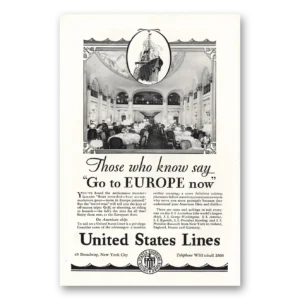 1928 United States Lines Print Ad | Those Who Know