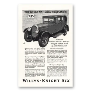 1928 Willys Knight Print Ad | National Headliner