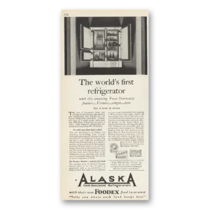 1929 Alaska Refrigerator Print Ad | Cork Insulated