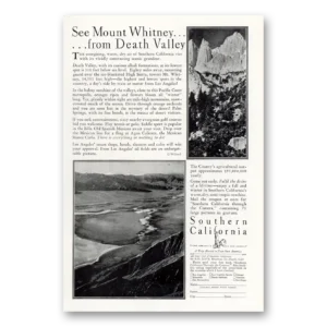 1929 Southern California Print Ad | Mount Whitney