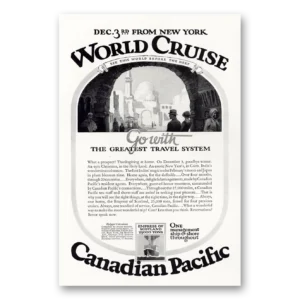 1925 Canadian Pacific Print Ad | World Cruise