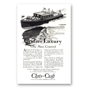 1929 Chris Craft Print Ad | Cruiser Luxury