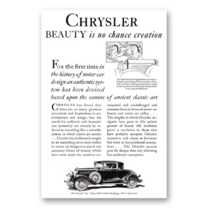 1929 Chrysler 75 Print Ad | Chance Creation