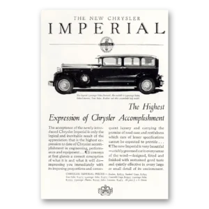 1929 Chrysler Imperial Print Ad | Highest Expression