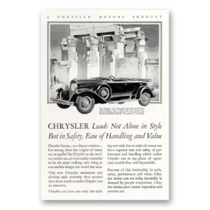 1929 Chrysler 75 Print Ad | Leads Not Alone