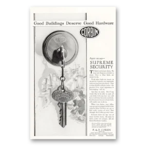 1929 P & F Corbin Print Ad | Supreme Security