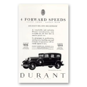 1929 Durant Motors Print Ad | Forward Speeds